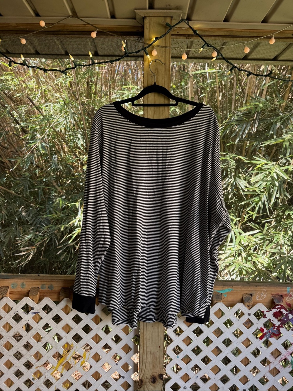 Terra & Sky Black and White Striped Long Sleeve Top